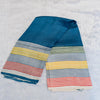 Murshidabad Silk Saree in Blue Stripes | Rumani Dhaage