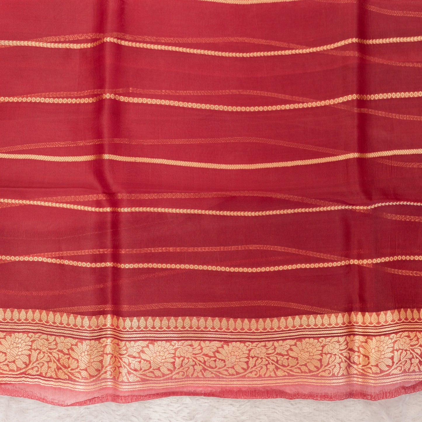 Benarasi Kora Organza Ombre Saree in Peach & Maroon | Rumani Dhaage