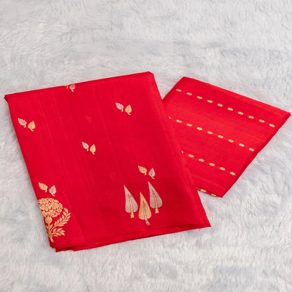 Benarasi Mango Silk Saree in Red | Rumani Dhaage