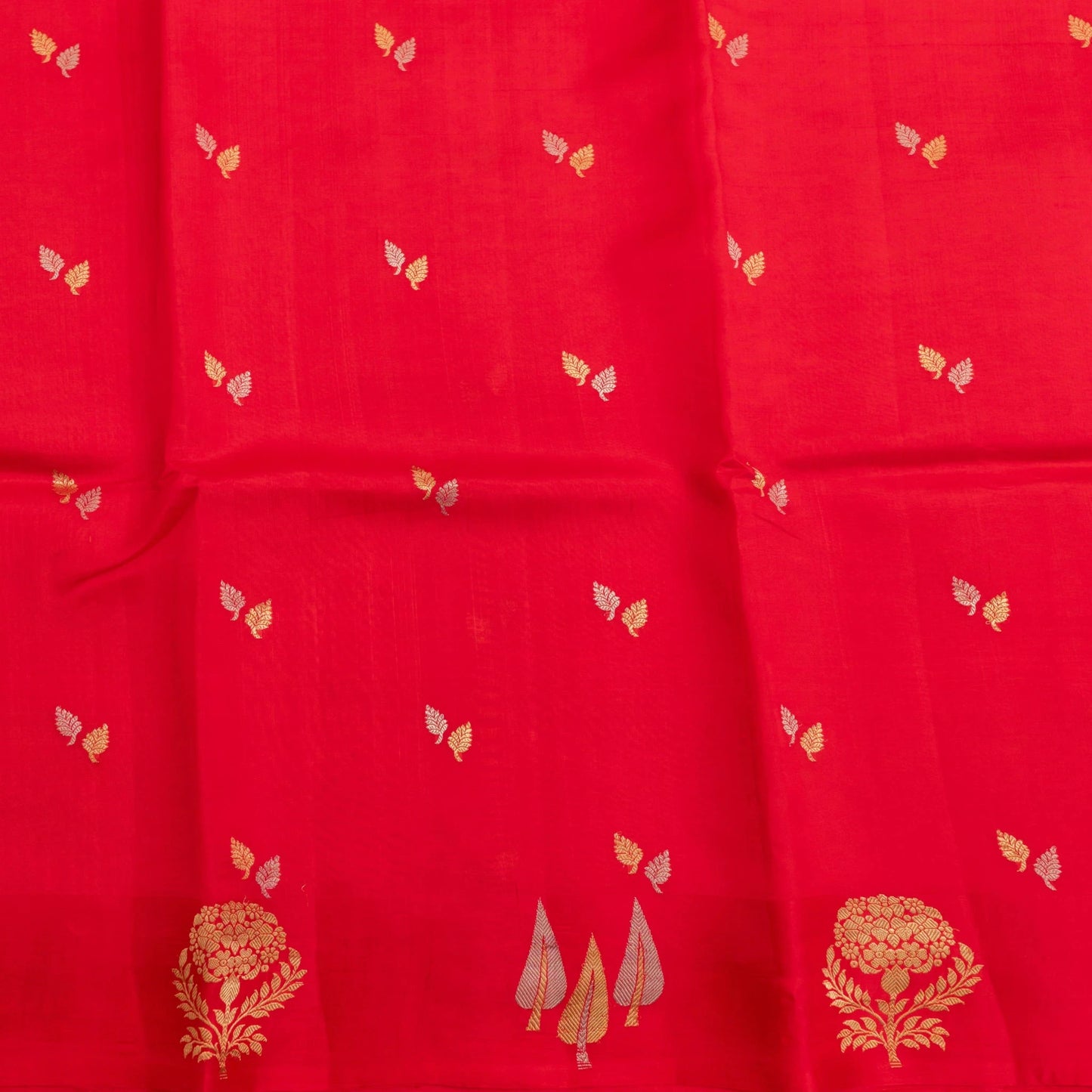 Red fabric with gold leaf patterns