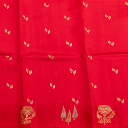 Red fabric with gold leaf patterns