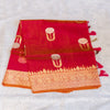 Benarasi Kora Organza Saree in Red & Pink | Rumani Dhaage