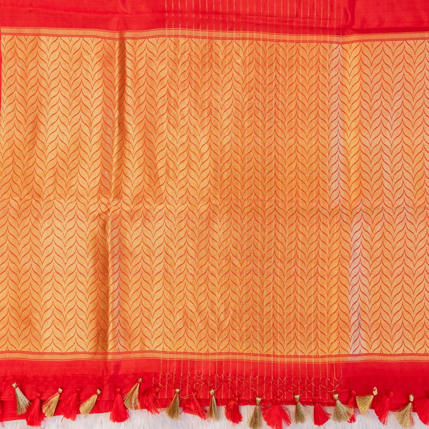 Benarasi Mango Silk Saree with Meena Work in Red | Rumani Dhaage