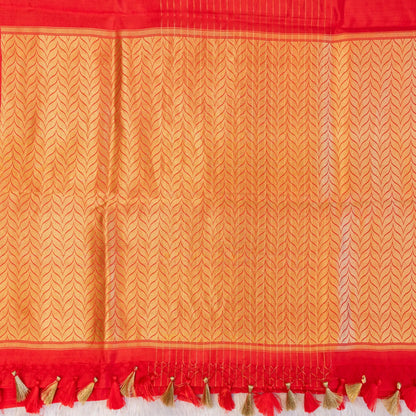 Benarasi Mango Silk Saree with Meena Work in Red | Rumani Dhaage