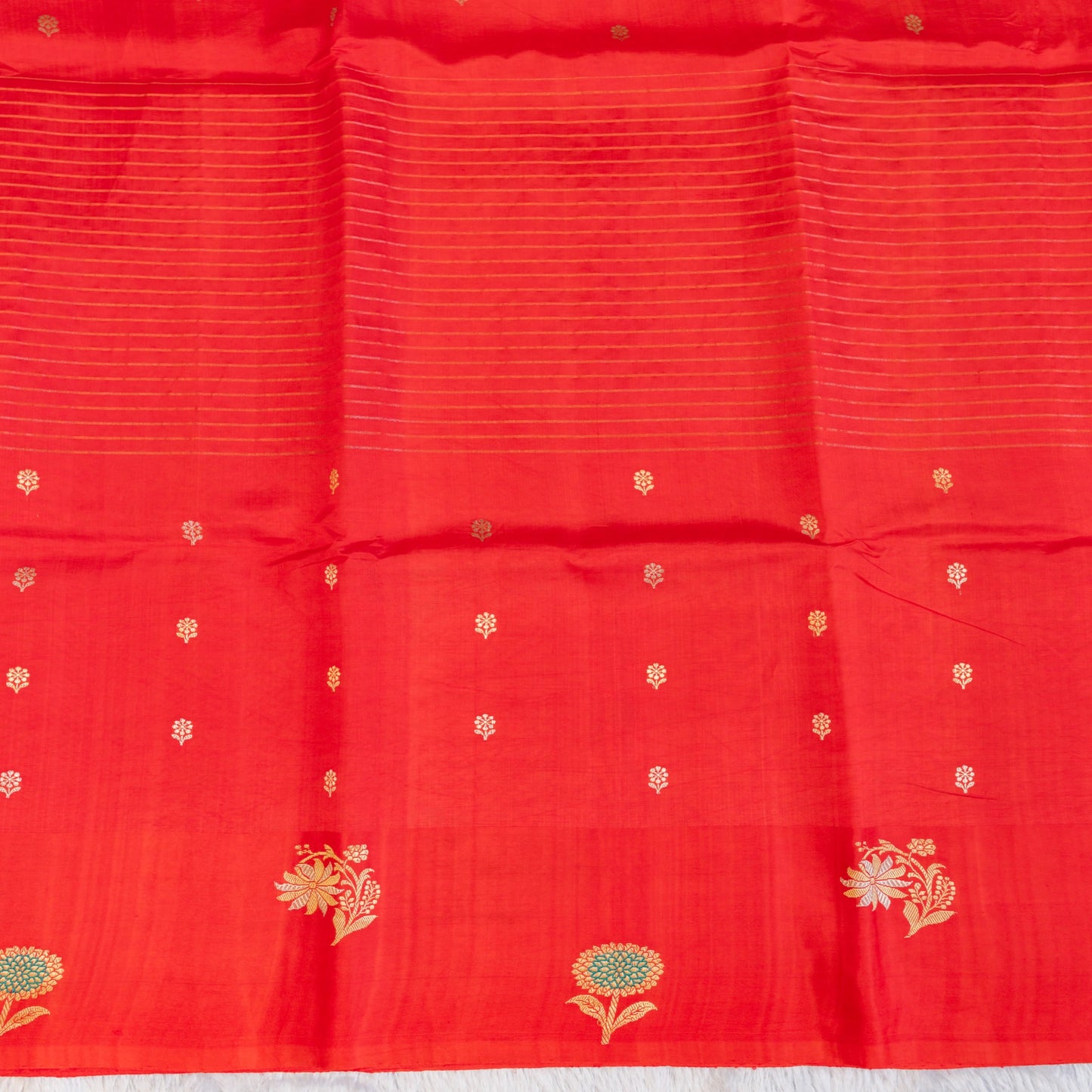 Benarasi Mango Silk Saree with Meena Work in Red | Rumani Dhaage