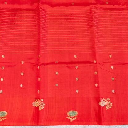 Benarasi Mango Silk Saree with Meena Work in Red | Rumani Dhaage