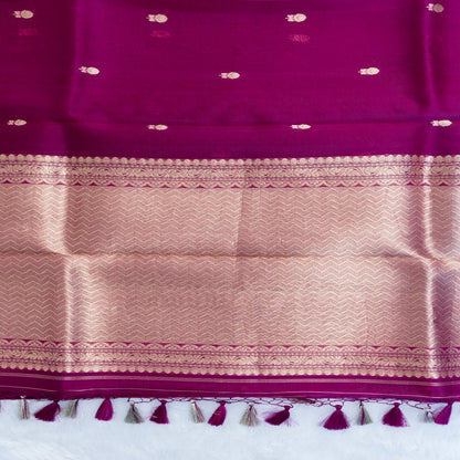 Benarasi Kora Organza Saree in Beetroot Pink | Rumani Dhaage