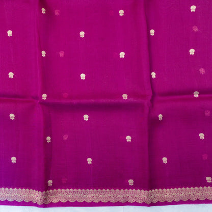 Benarasi Kora Organza Saree in Beetroot Pink | Rumani Dhaage