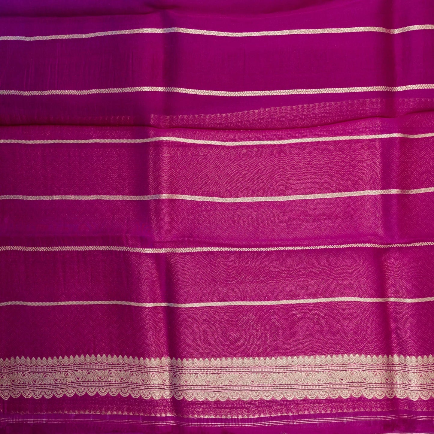 Benarasi Kora Organza Saree in Beetroot Pink | Rumani Dhaage