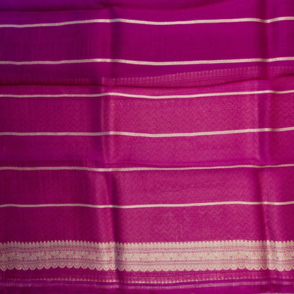 Benarasi Kora Organza Saree in Beetroot Pink | Rumani Dhaage
