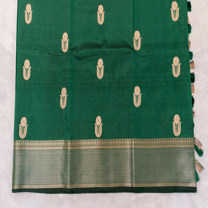Benarasi Katan Silk Saree in Green | Rumani Dhaage