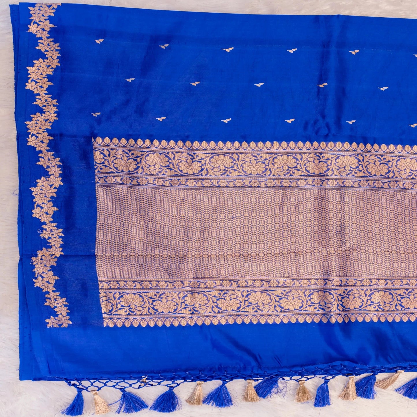 Benarasi Mango Silk Saree in Royal Blue | Rumani Dhaage
