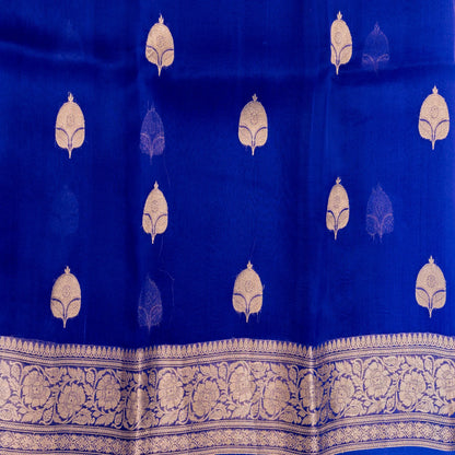 Benarasi Kora Organza Saree in Royal Blue | Rumani Dhaage