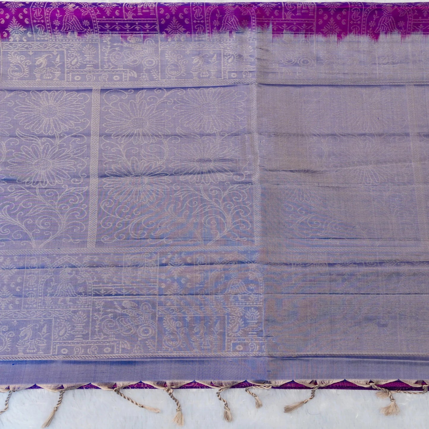 South Silk Brocade Saree in Magenta & Purple | Rumani Dhaage