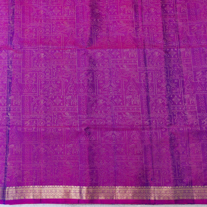 Purple fabric with intricate gold patterns