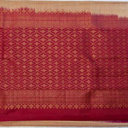 Red fabric with gold geometric pattern