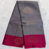 South Soft Silk Saree in Grey & Maroon | Rumani Dhaage