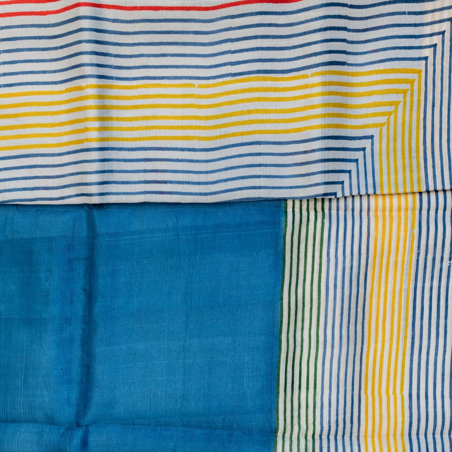 Murshidabad Silk Saree in Blue Stripes | Rumani Dhaage