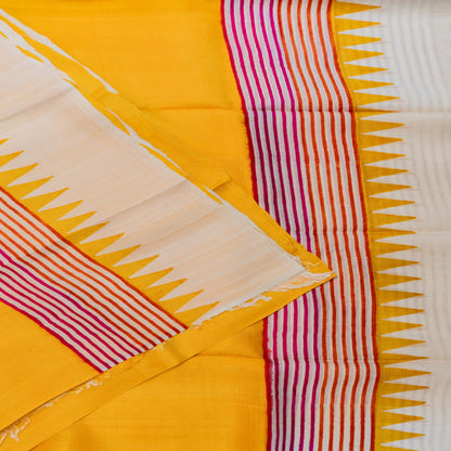 Murshidabad Silk Saree in Yellow | Rumani Dhaage