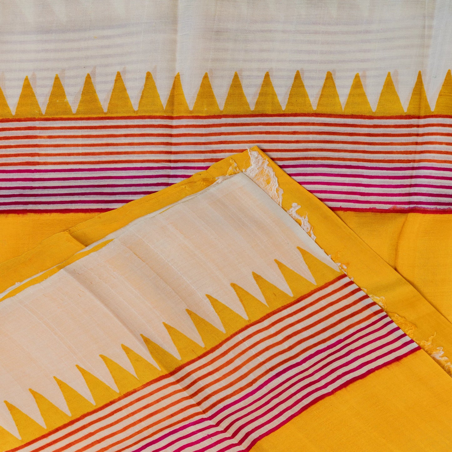 Murshidabad Silk Saree in Yellow | Rumani Dhaage