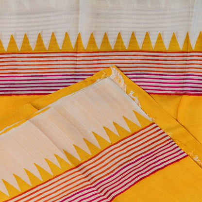Murshidabad Silk Saree in Yellow | Rumani Dhaage