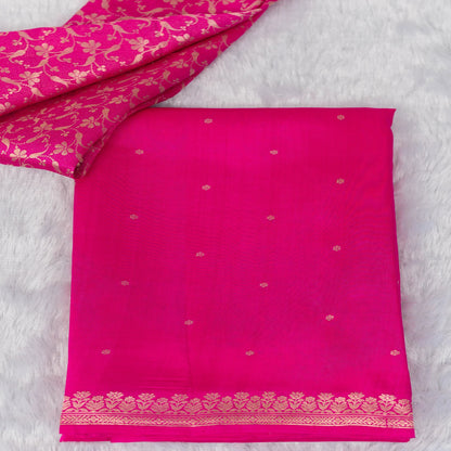 Benarasi Mango Silk Saree in Hot Pink | Rumani Dhaage