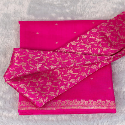 Benarasi Mango Silk Saree in Hot Pink | Rumani Dhaage