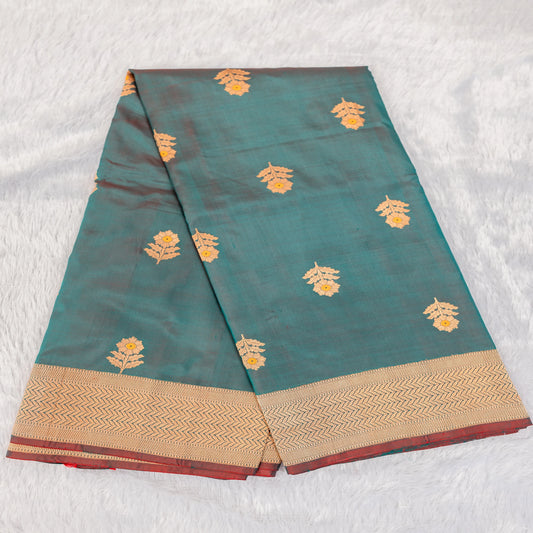 Benarasi Katan Silk Saree in Green | Rumani Dhaage