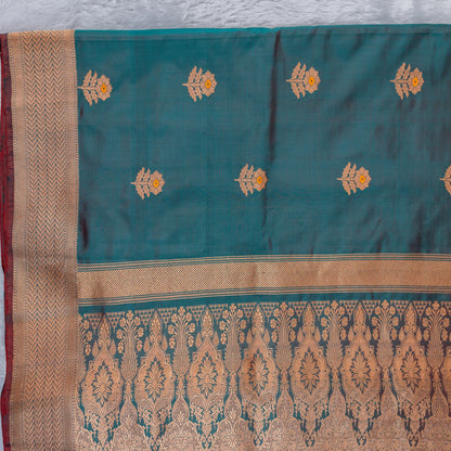 Benarasi Katan Silk Saree in Green | Rumani Dhaage