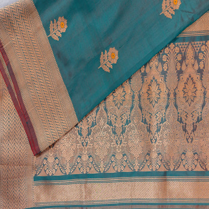 Benarasi Katan Silk Saree in Green | Rumani Dhaage