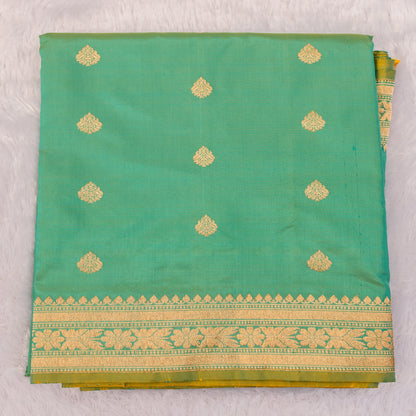 Benarasi Katan Silk Saree in Light Green (Pista) | Rumani Dhaage