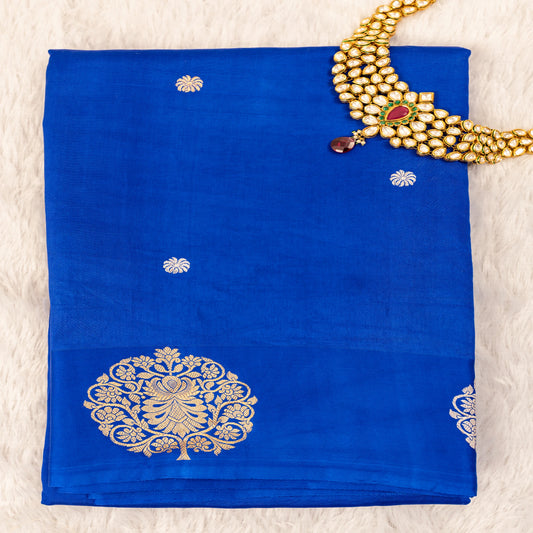 Benarasi Mango Silk Saree in Royal Blue | Rumani Dhaage