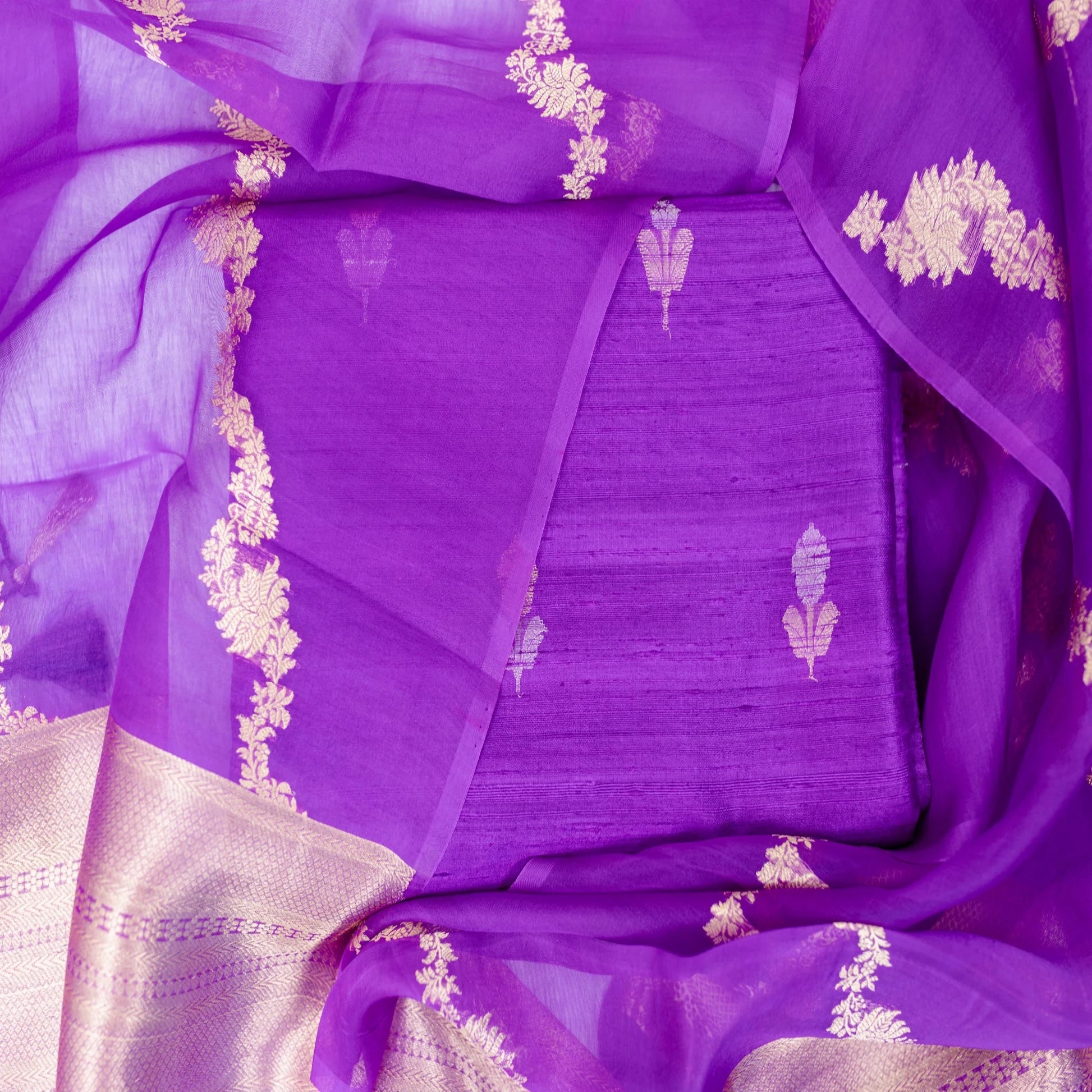 Purple fabric with gold embroidery