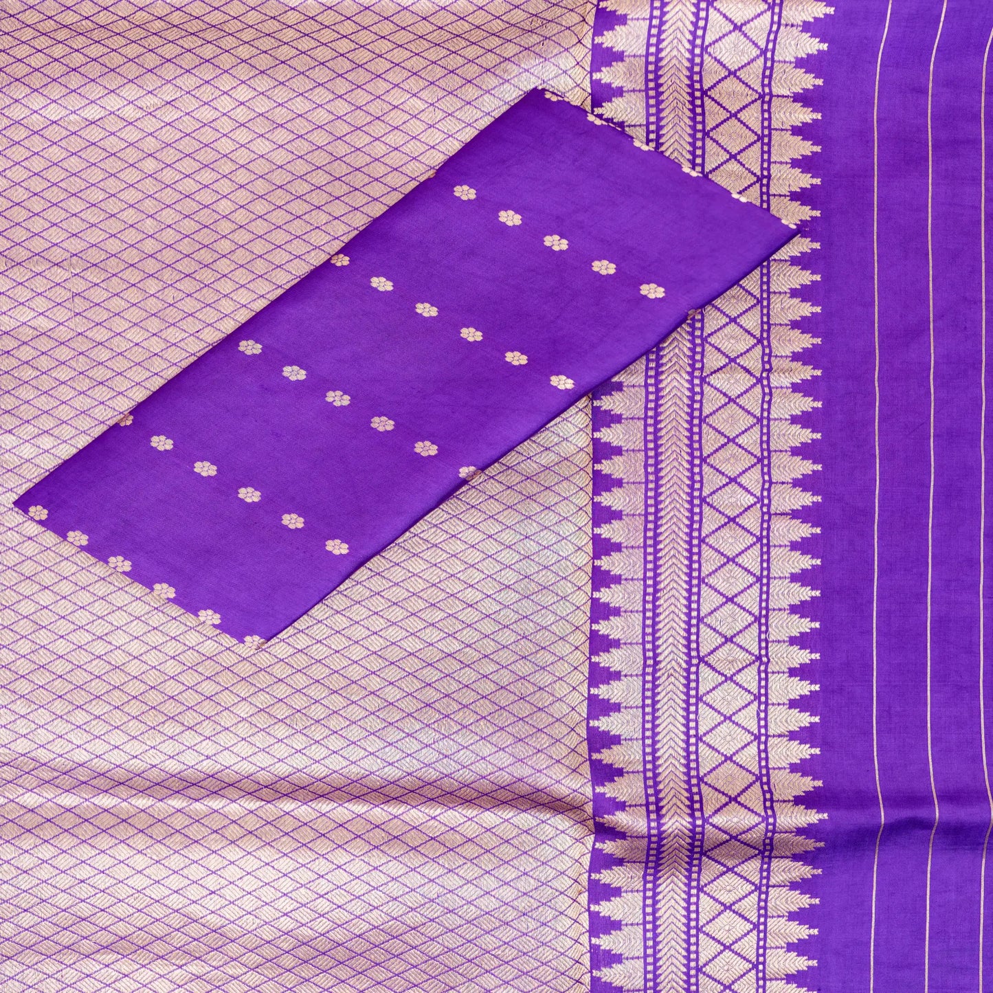 Benarasi Mango Silk Saree in Purple | Rumani Dhaage