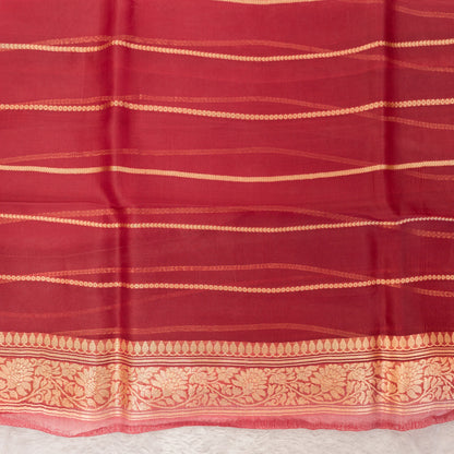Benarasi Kora Organza Ombre Saree in Peach & Maroon | Rumani Dhaage