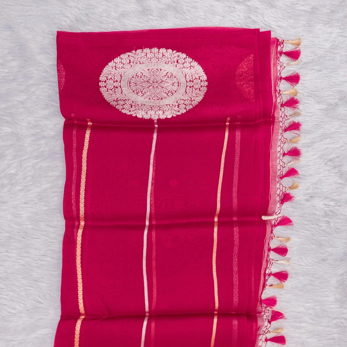 Benarasi Kora Organza Saree in Maroon | Rumani Dhaage