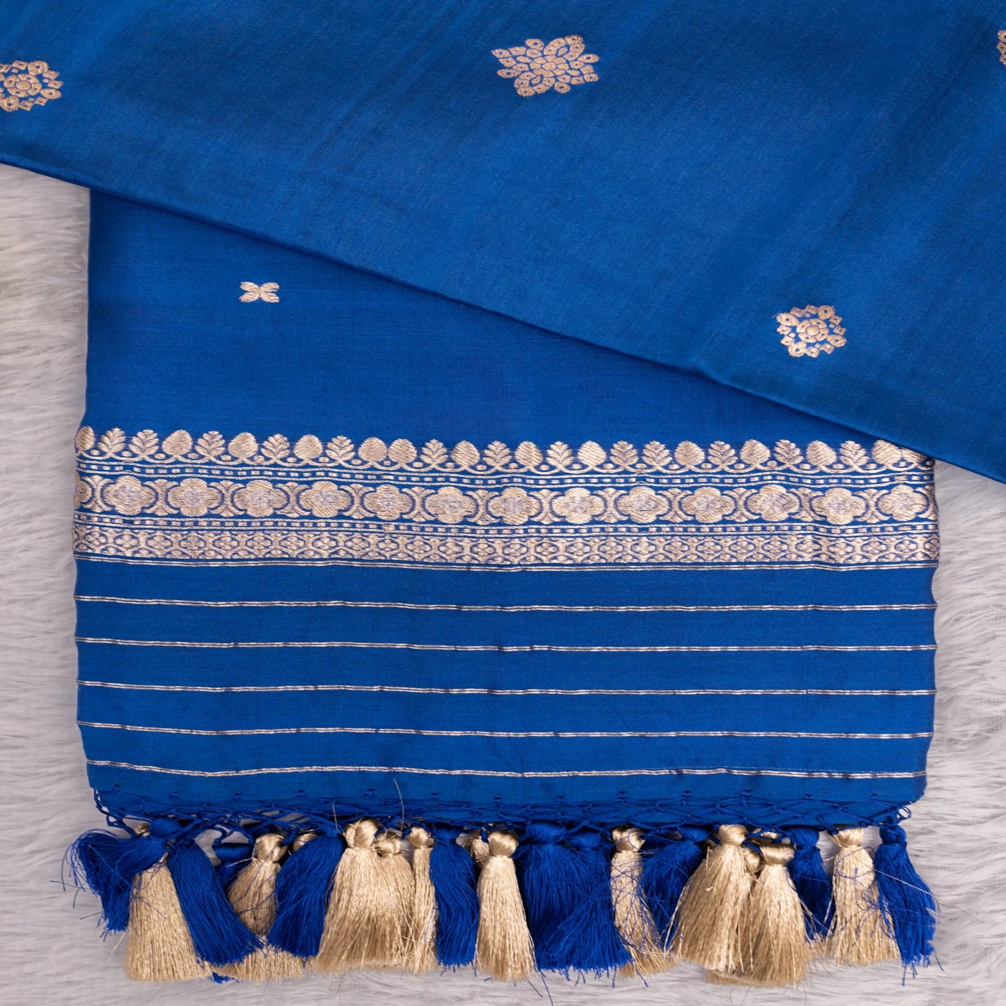 Benarasi Chiniya Silk Suit Set in German Blue | Rumani Dhaage