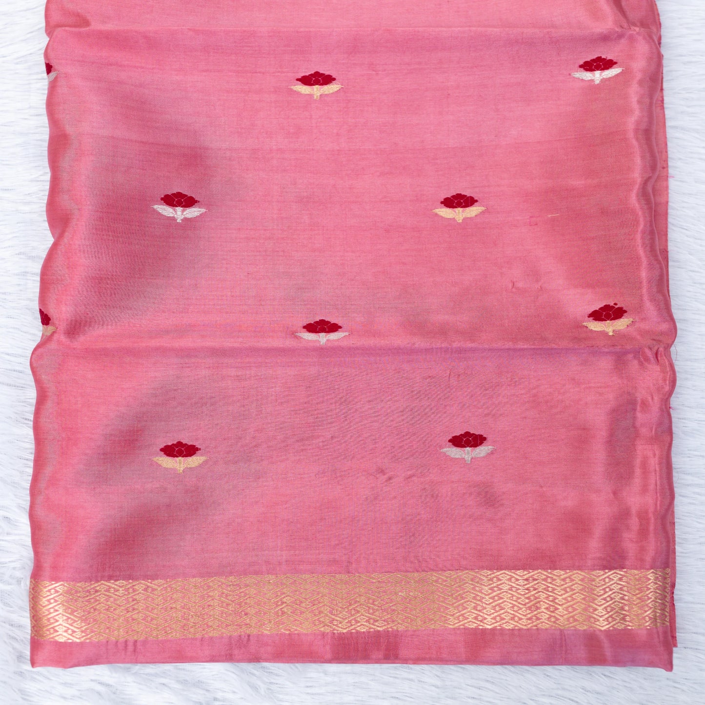 Benarasi Katan Silk Suit Set in Pink | Rumani Dhaage