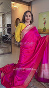 Mashru Silk Tanchoi Saree in Hotpink Red | Rumani Dhaage